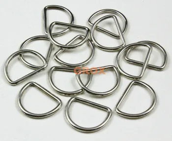 100 Vienetų 17,5 mm Nikelio Spalvos Suvirinti Metalo D Žiedas Rankinėje, Krepšyje Dee Žiedas