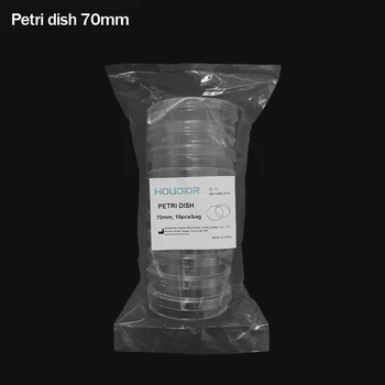 10VNT Plastiko Petri lėkštelės su Dangteliu Kultūros, Grybų, Bakterijų ir Kitų Mikroorganizmų Pre-sterilus Polistireno 70mm