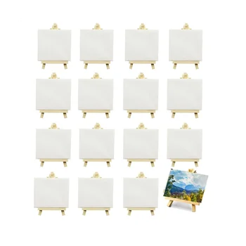 16 Pack 4 x 4 Colių Ištemptas Mini Drobės Mažas Tapybos Drobės Su Molbertas Meno Drobės Vaikams Tapybos Amato