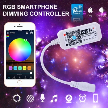 16Million spalvų Wifi RGB / RGBW led valdiklis išmanųjį telefoną valdyti muzikos ir laikmačio režimas namų mini wifi led rgb valdiklis