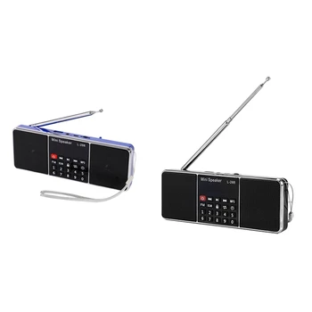 2 Vnt Mini Įkrovimo Stereo L-288 FM Radijas, Garsiakalbis, LCD Ekranas, Parama TF Kortelė USB Disko MP3 Muzikos Grotuvas(Mėlynos ir Juodos)