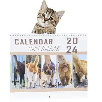 2024 Nauja Katė Šaudykla Kalendorius Kačių Mylėtojai Juokingi Kačių Kalendoriaus Kačiukas Užpakalis Kalendorinio Mėnesio Sienos Kabo Kalendorius Namų Dekoro