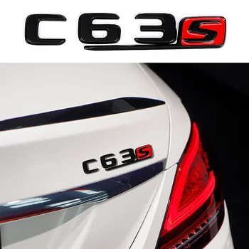 3D ABS Juoda C63 S Logotipas C63S Emblema Raidžių Lipdukas Vardinė Automobilio bagažo skyriaus Ženklelis Mercedes Benz C63S AMG W205 W204 Priedai