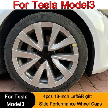 4PCS Už Tesla Modelis 3, Rato gaubto 18 Colių Stebulės Dangtelis Automobilių Hubcap Visą Ratlankio Dangtelis Priedai 2021-2023