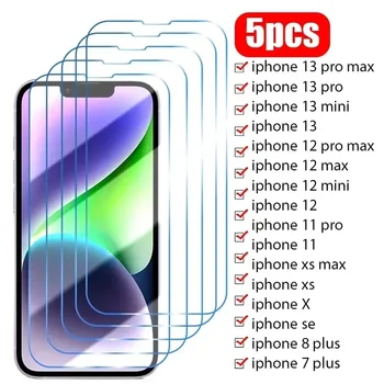 5VNT Grūdintas Stiklas iPhone 14 13 12 11 Pro Max Mini Screen Protector, iPhone 14 8 7 6 6S Plus X XR XS Max SE 2022 Stiklo