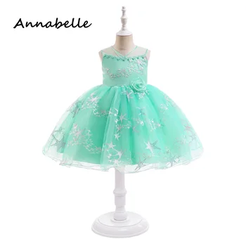 Annabelle Gėlių Mergaitės Suknelė Vestuvėms Šalies Vaikams Baby Girl Gimtadienio Rožinė Oficialų Lankas Suknelė Reljefiniai Dresse 2024 Mados Naujienas