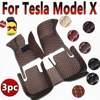 Automobilio Grindų Kilimėliai Tesla Model X 2016~2022 6 sėdynės Antroje Eilėje Nr. Turėklai Anti-purvo trinkelėmis Interjero Dalis grindų Trinkelėmis, Automobilių Reikmenys