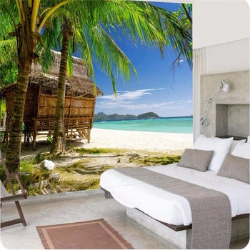 beibehang pasirinktinius nuotraukų sienos popieriaus tapetai sienų ir 3 d HD palm beach marina gyvenamasis kambarys sofos vasarą didelių sienų tapetai