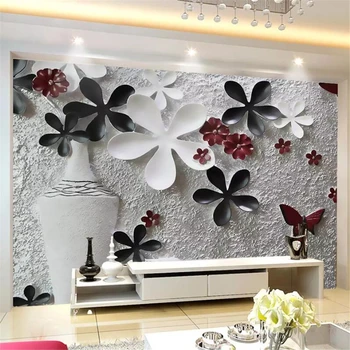 Beibehang Užsakymą tapetai, 3D stereo foto freskos Europos gėlių reljefinis fonas sienos dervos kambarį 3d tapetai, freskos