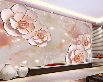 Beibehang Užsakymą tapetai 3d įspaustu gėlių jade, TV foną, 3D tapetai namų puošybai kambarį miegamasis freskomis