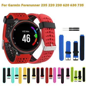 Dviejų spalvų Silikoniniai Dirželiai Garmin Forerunner 735XT 235 230 620 630 735 235 Lite Sporto Watchband Smart Riešo Juostos Apyrankės
