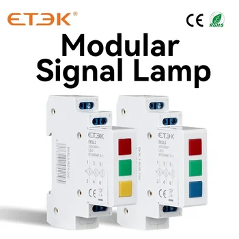 ETEK Din Rail Mount LED Modulinės Signalo Lemputė Raudona Žalia Geltona Mėlyna AC 220V 230V Pramonės EKSL3