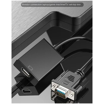 HD VGA Į HDMI-Suderinamas Su 3.5 Mm Audio Kabelis Adapteris Juodas Plastikinis PC Projektorius, Nešiojamas kompiuteris Su HDTV Vaizdo