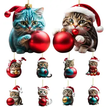 Kalėdų Katė Sienų Papuošimai 5 kūrybiškų Kalėdų kačiukas automobilių kuprinė pakabučiai Kalėdų namų dekoro dovanos, papuošimai Veranda