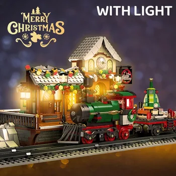 Kalėdų Traukinio Platformos Su Šviesos Street View 