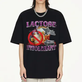 Laktozės Tolerantiškas Grafinis Spausdinti Marškinėliai vyriški moteriški 90-ųjų Vintage Mados Trumpas Rankovės marškinėliai 100% Medvilnė, Negabaritinių T Shirts