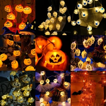 LED lemputės Helovinas žibintai Styginių grupė haunted house atmosfera dekoratyvinis apšvietimas Jack-o-lantern kaukolė pakabukas