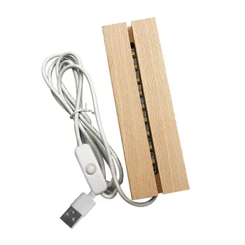 Mediniai Led Lempos Pagrindo USB Kabelį Įjunkite Nakties Šviesos 3D Led Naktį lempose Ilgai Akrilo PASIDARYK pats Mediniai Lempos Bazės