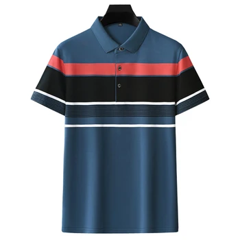 Nauja Vasaros polo homme vyrų polo marškinėliai Aukštos kokybės prekės Striped polo marškinėliai vyrams, Trumpas rankovėmis atsitiktinis polo marškinėliai Vyrams, drabužiai viršų
