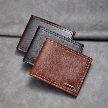 Naujas pu odos vyriška piniginė trumpas retro pakeisti įrašą didelės talpos paprasta vyrų kortelės krepšys