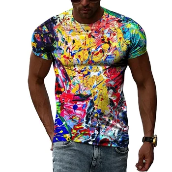 Naujas Vyrai Moterys T Shirts Hip-Hop T-shirt Vasaros Mados Drabužių Asmenybės Grafiti 3D Spausdinimo Atsitiktinis Streetwear Negabaritinių Tees