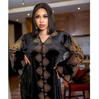 Nigerija Deimantų Aksomo Afrikos Suknelės Moterims Vakare Šalis Suknelė Afrikos Dashiki Maroko Kaftan Abaja Afircan Drabužiai Suknelė