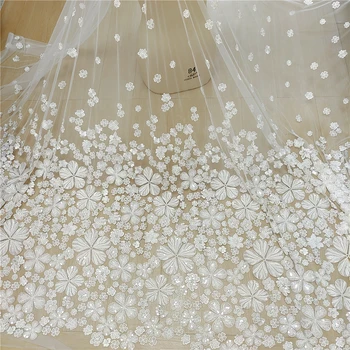 Off White 3D Dygliuotos Vestuvių Suknelė Nėrinių Audinio Nuotakos Suknelė, Šukuosena, Suknelė Rankų darbo 