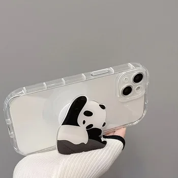 Panda Mielas Animacinių filmų Dizaino rankenos Rankena, 360° Besisukantis Telefono Turėtojas Stovėti Telefonų Priedai Tap Lizdas Ruožas Laikiklis