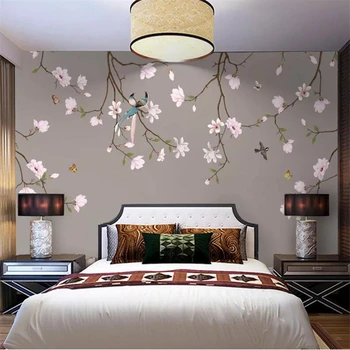 papel de parede Užsakymą tapetai 3d naujieji Kinijos ranka-dažytos magnolija paukščių lovos, miegamojo sienų apdaila dažymas 3d tapetai