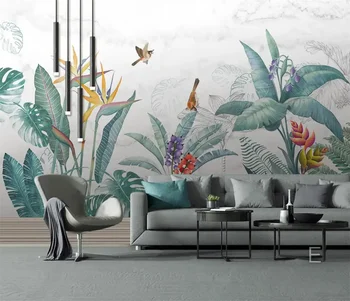 Pasirinktinius Nuotraukų Foną Miegamajame Sienos 3 D Art, Augalų, Gėlių ir Paukščių Tyrimo Kambarį Fone 3D Sienų tapetų namų Dekoro