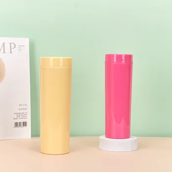 Patogus vandens puodelio iš cilindro formos, labai paprasta, gryna spalva macaron spalvos plastiko taurės tiesus vamzdis šiaudų taurė