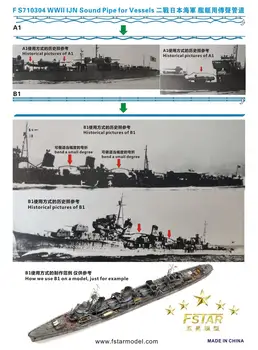 Penkių žvaigždučių FS710304 1/700 antrojo pasaulinio KARO IJN Garso vamzdžiai laivai