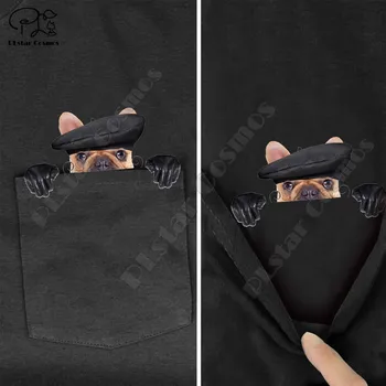 PLstar Kosmosas Marškinėliai vasaros kišenėje šuo atspausdintas t-shirt vyrams, moterims marškinėliai topai juokinga medvilnės juoda tees stilius-16