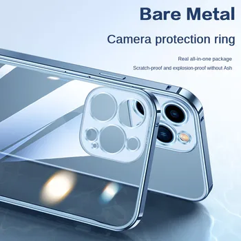 Prabanga MagSafe Magnetinės Metalo Telefono Dėklas Skirtas Iphone 14 Plius 12 13 14 Pro Max Full Objektyvo Stiklo Atsparus Smūgiams Metalo Dangčiu