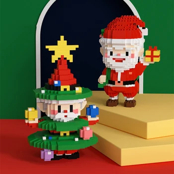 Santa Claus Mini Blokai Kalėdų Eglutė Surinkti 3D Modelį Pav Micro Plytų Žaislai Vaikams Kalėdų Dovanos