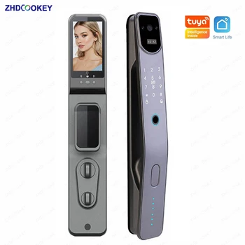 Smart Lock su Kamera Tuya Wifi 3D Veido Atpažinimo pirštų Atspaudų Biometriniai Slaptažodį RFID Kortelę Pažangios Elektroninės Durų Spynos