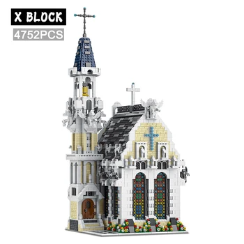 SS-65557 Viduramžių Bažnyčios Statyba Blokai, Plytos Modelis Kūrybos Streetview Modulinės Miesto Architektūra Rinkinius Vaikams, Žaislai, Dovanos Berniukams