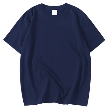 Tamsiai Mėlynos Vientisos Spalvos Drabužių Vyrų T Shirts Aukštos Kokybės Naujas Marškinėlius Vasaros Atsitiktinis Vatos Pagaliukai Hip-Hop Kvėpuojantis Tee Drabužiai