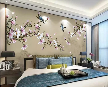 tapetai kambarį freskomis Užsakymą tapetai ranka-dažytos rašiklį ir paukščių Kinijos TELEVIZIJA fono sienos 3d tapetai