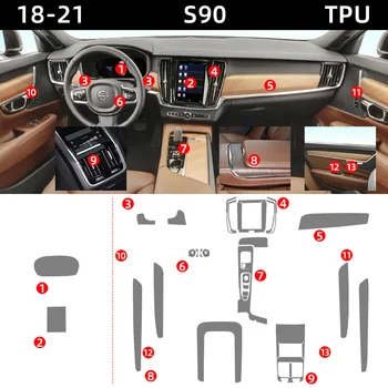 Tpu Skaidrią Plėvelę Volvo S90 V90 Automobilio Interjero Lipdukai Centro Kontrolės Lizdo Pavarų Navigacijos prietaisų Skydelio, Durų Windows Skydelis