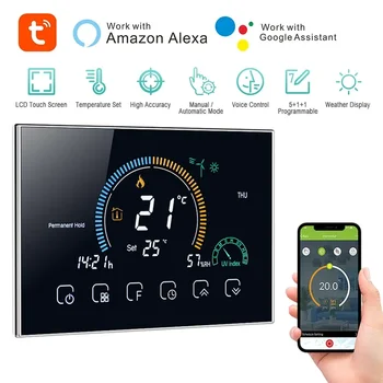 Tuya WiFi Smart Programuojamas Termostatas LCD Caldera Dujų Vandens šildymo Katilo Šildymo PROGRAMĖLĖ Balsas Kontrolės Dirbti Su Alexa Echo 