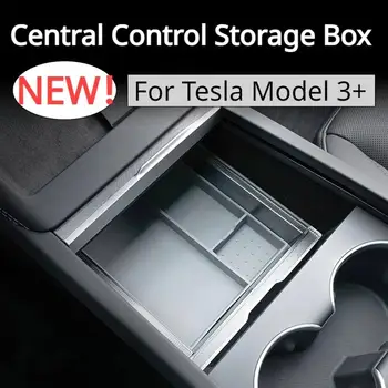 Už Tesla Model 3 2024 Aukštumų Centrinio Laikymo Dėžutė Su Silikono Padas Skaidrūs Automobilio Porankiu Konsolės, Organizatorius Dėžutę