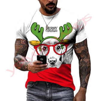 Vasaros Banga Juokingas Kalėdų Nuotrauką Vyrų Marškinėliai Atsitiktinis 3D Spausdinimo Tees Hip-Hop Asmenybės Apvalios Kaklo trumpomis Rankovėmis Viršūnes