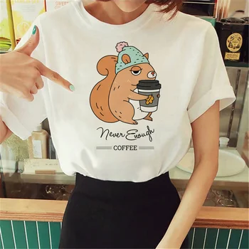Voverė marškinėliai moterims dizaineris juokinga manga marškinėlius moterų anime y2k drabužiai