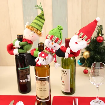 Vyno Butelio Dangtelį Maišelį Apkabinti Santa Claus Apkabinti Santa Claus Sniego Elf Lėlės Vyno Butelis Papuošalų Už Vakarienės Stalo, Kalėdų Šalis