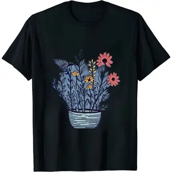 Wildflower Marškinėliai Moterims Gėlių Grafinis Tee Marškinėliai Juokinga Kišenėje Gėlių Trumpas Rankovės