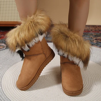 Žieminiai Batai Moterims, Komfortą Šalies Batų Mados Furry Sniego Boot Moterų Prabangos Dizaineris Šiltas Pliušinis Butai Trumpas Botas Ponios