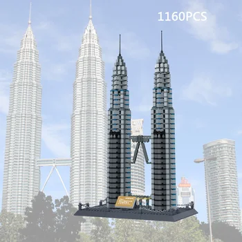 Žymus Architektūros Malaizija, Kvala Lumpūras Miesto Centras, Petronas Bokštai Dvyniai Blokų Surinkimas Modelis Plytų Žaislai